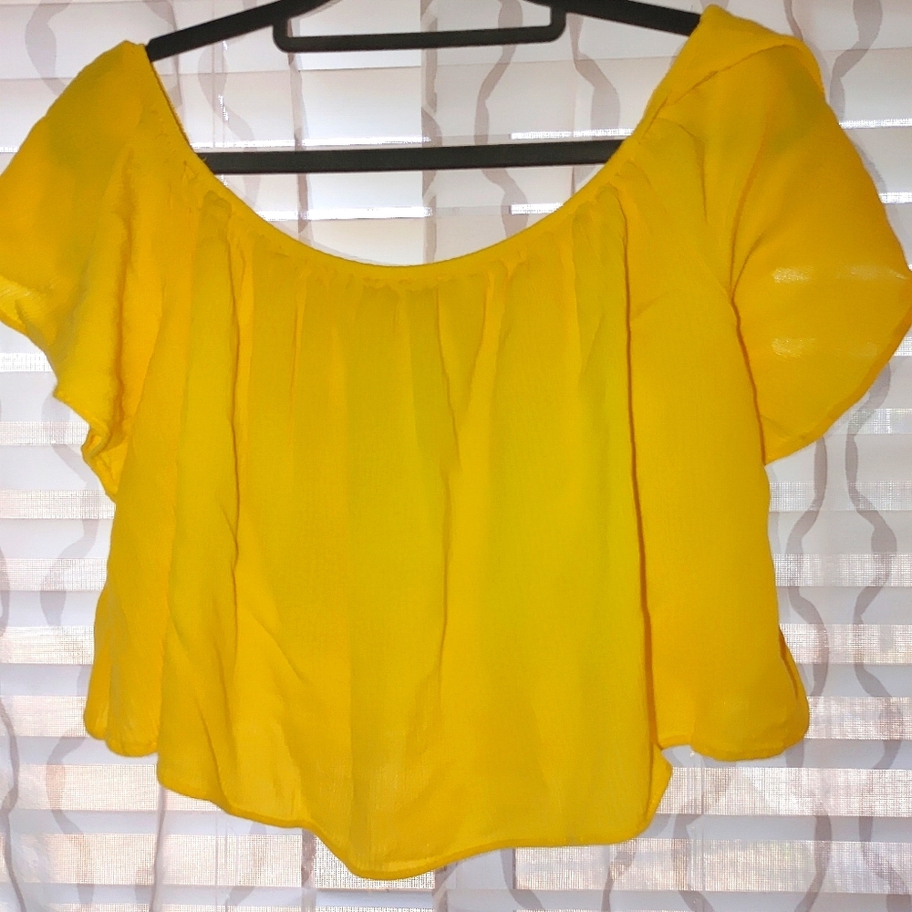 Forever 21 Yellow Off Shoulder Top